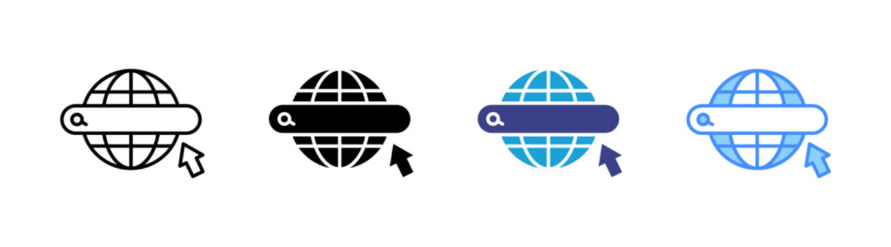 Search Engine icon set multiple style collection