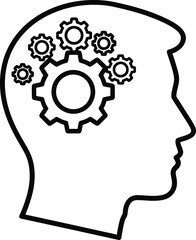 Cogwheels inside human head symbolizing thinking process