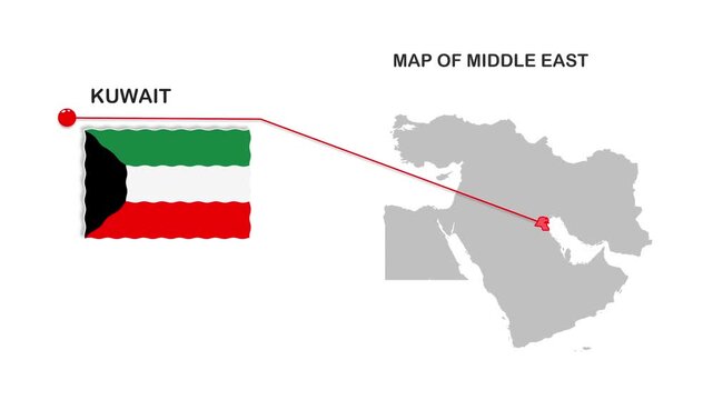Kuwait_Map_heiglighted_on_Middle_East_map video footage animation showing geographic map visualization with smooth motion background suitable for pres