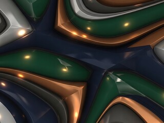 Abstract glossy multilayered texture with a metallic sheen background