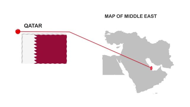 Qatar_Map_heiglighted_on_Middle_East_map video footage animation showing geographic map visualization with smooth motion background suitable for prese