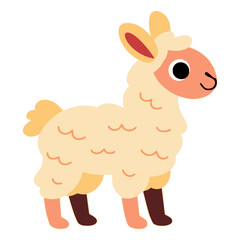 Obraz premium cartoon cute llama farm livestock animal flat color vector illustration template design