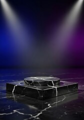 Elegant marble podium display with spotlight for product showcase