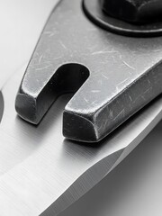 Macro Close-up of Metal Shear Blade and Fastener Revealing Textures and Detail