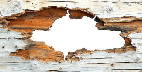 Weathered Wooden Plank with Large Hole