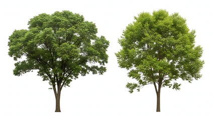 Obraz premium Two lush green trees isolated on white background