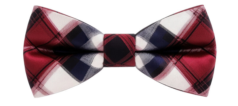 Classic Red Plaid Bow Tie with Navy and White Accents
