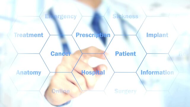 Physician, Doctor working on holographic interface, Motion Graphics14