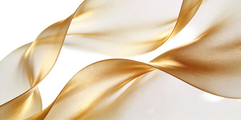 Abstract image of flowing golden satin ribbons with smooth, wavy textures. Elegant, minimalist design ideal for decorative or fashion-related concepts, showcasing luxury and grace.