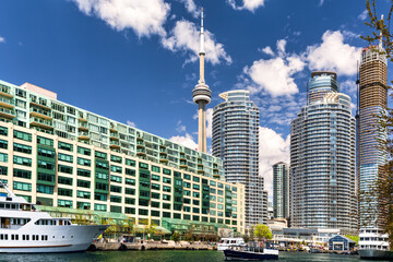 Naklejka premium Toronto waterfront skyline as viewed from Harbour Square Park