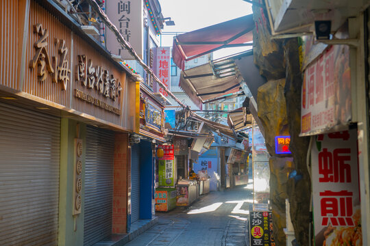 Historic commercial buildings in Zeng Cuo An village in historic Xiamen City, Fujian Province, China. 