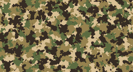 Abstract camouflage pattern with shades of green, brown, and beige. © Nayan