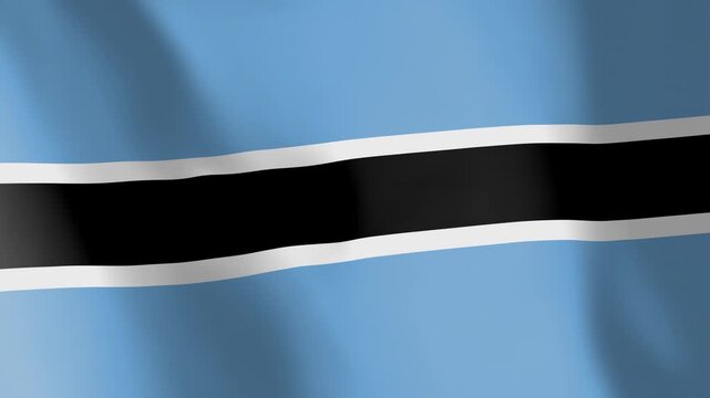 Flag of Botswana animated background. Symbol of the Batswana nation and the culture. Waving flag in the wind footage. The sign is also called folaga ya Botswana.