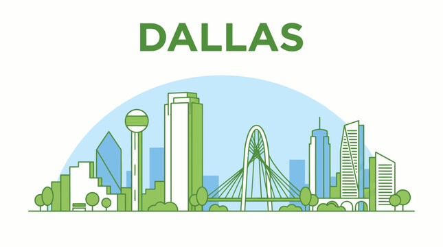 Dallas city skyline landmark vector illustration
