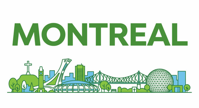 Montreal city skyline landmarks vector illustration