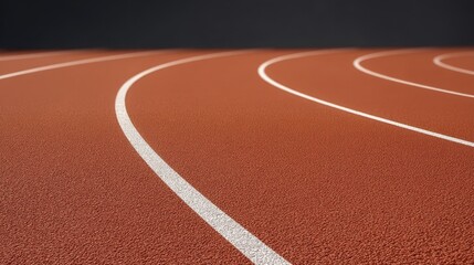 Curved Red Athletic Track with White Lines Ideal for Sports and Exercise Photography