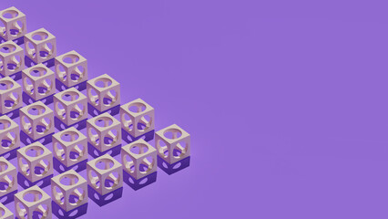3D illustration of white cubes casting shadows in structured triangular layout