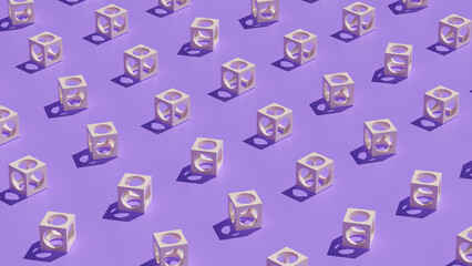 3D illustration of geometric boxes casting shadows in a structured layout