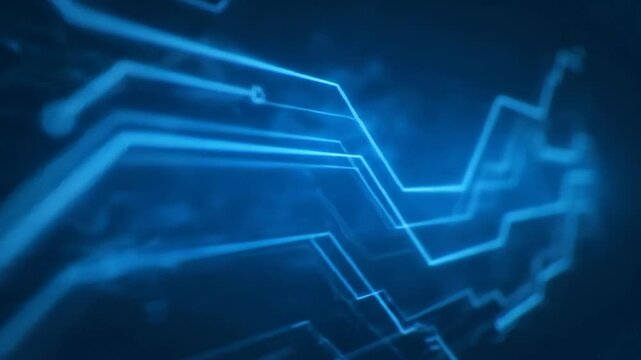 Dynamic abstract blue data flow animation displaying advanced digital network connections across a deep techno space, symbolizing future tech and