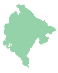 Fototapeta premium Map of Montenegro, sign silhouette. World Map Globe. Vector Illustration isolated on white background. Europe continent.