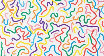 Obraz premium Vibrant multicolored squiggly lines on white background