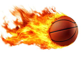 Fototapeta premium Basketball with Flames for Dynamic Sports Visual