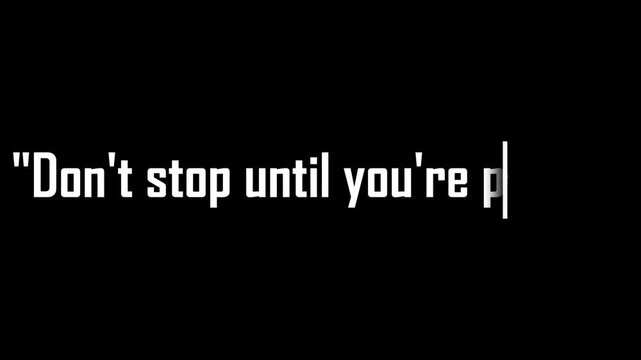 Urgently worded command instructs the viewer to continue striving until the desired level of success is attained visually.