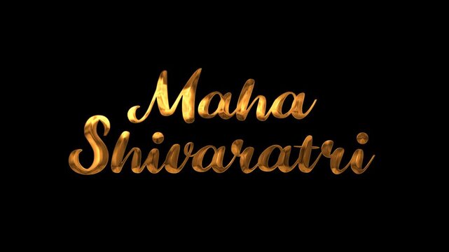Maha shivaratri text animation in gold. Ideal for festive event promotions, social media posts, flyers, and religious website banners.