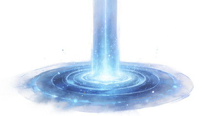 A bright blue energy beam with a ripple effect emanates from a central point, creating concentric circles and sparkles. Represents abstract energy, science, or supernatural phenomena.