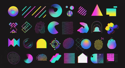 Obraz premium Trendy Memphis Geometric Shapes Set
