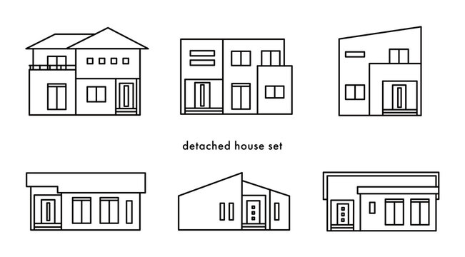 戸建住宅セット_線画