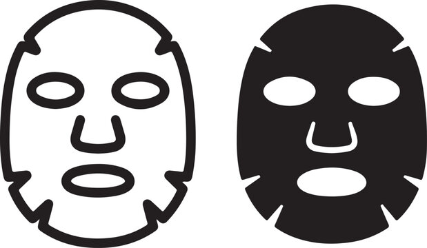 Face mask silhouettes isolated on white background, illustration