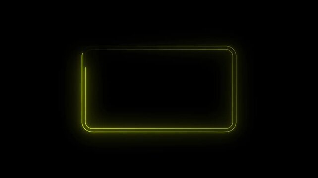 Glowing rectangle picture frame icon animation  Rounded rectangle photo fram black background.