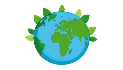 Earth Globe with Green Leaves Eco.