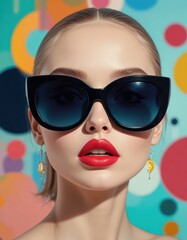 Retro Pop Art Fashion Editorial Portrait with Polka Dot Aesthetic
