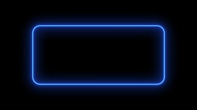 Glowing rectangle picture frame icon animation  Rounded rectangle photo fram black background.