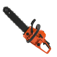 Fototapeta premium Orange chainsaw isolated on transparent background