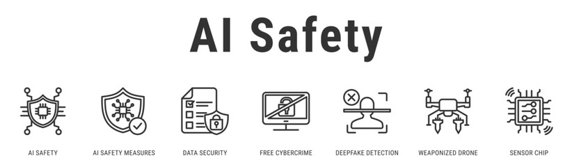 Obraz premium AI Safety & Security web banner icon vector illustration with AI Safety, Deepfake Detection and Data Security