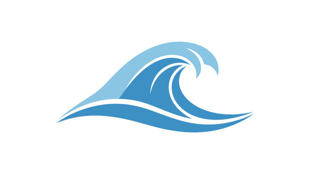 A blue wave illustration on a clean background viewed from the side showing a powerful ocean movement