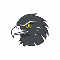 Fototapeta premium Fierce Eagle Head Emblem with Intense Yellow Eyes.