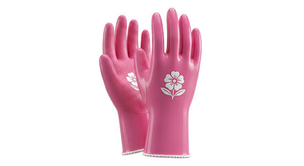 Obraz premium Pink Rubber Gloves with Flower Design