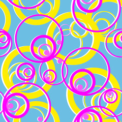 Neon yellow pink rings geometric pattern