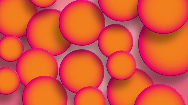 pattern of orange 3d spheres floating on pink background abstract motion design