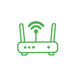 Green WiFi Router Outline Icon Vector Design