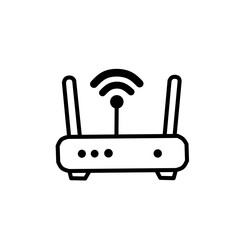 Black WiFi Router Outline Icon Vector Isolated
