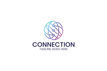 Global Connection Network Tech Logo Digital Software Solution Design Brand Identity
