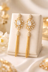 Capture the essence of heritage with these Traditional Gold Filigree Jhumka Earrings. These statement pieces feature an intricate three-tier design.