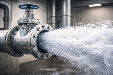 &ldquo;High-Pressure Water Jet From Industrial Gate Valve Pipeline&rdquo;