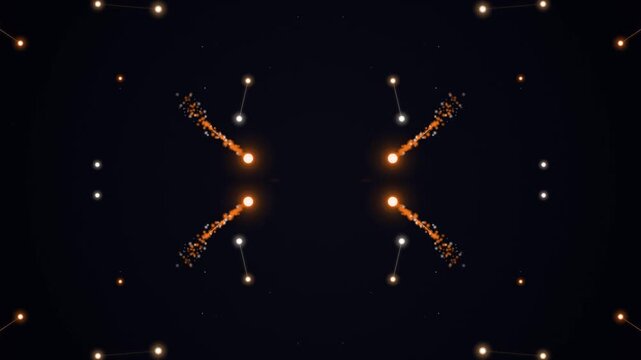 vibrant constellation patterns featuring bright stars and celestial bodies against a dark background in a mirrored design