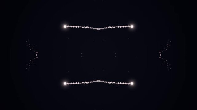 elegant glowing white light trails forming oval shape on black background with subtle sparkle and shimmer effects visible